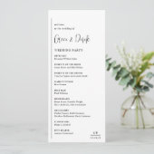 Grace Black and White Modern Wedding Programm (Stehend Vorderseite)