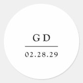 Grace Black and White Modern Wedding Runder Aufkleber (Vorderseite)