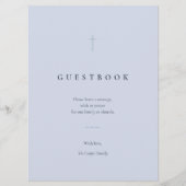 Grace Blue Minimal Cross Gästebuch-Tischschild (Vorderseite)