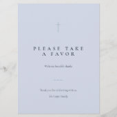 Grace Blue Minimal Cross Take a Favor Tischschild (Vorderseite)