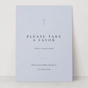 Grace Blue Minimal Cross Take a Favor Tischschild