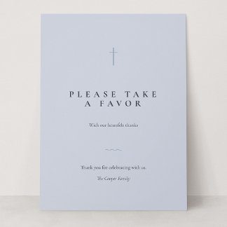 Grace Blue Minimal Cross Take a Favor Tischschild