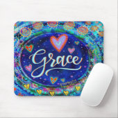 Grace Blue Modern Whimsical Inspirivity Mousepad (Mit Mouse)
