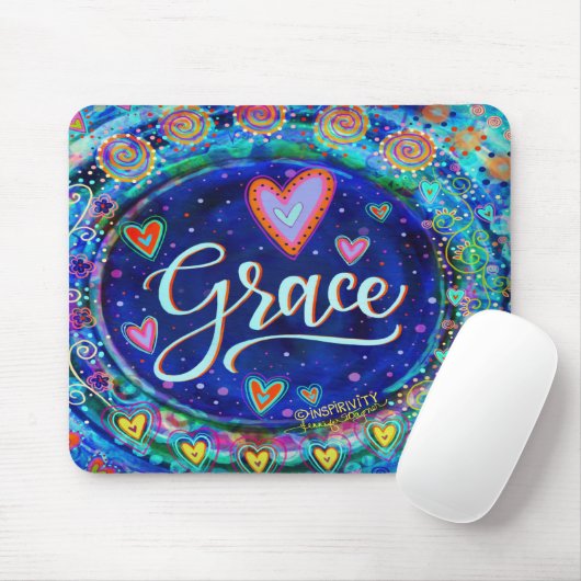 Grace Blue Modern Whimsical Inspirivity Mousepad (Mit Mouse)