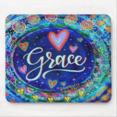 Grace Blue Modern Whimsical Inspirivity Mousepad (Vorne)
