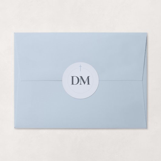 Grace Blue Monogramm-Kreuz Runder Aufkleber