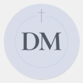 Grace Blue Monogramm-Kreuz Runder Aufkleber (Vorderseite)