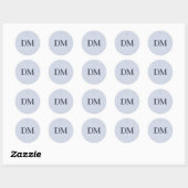 Grace Blue Monogramm-Kreuz Runder Aufkleber (Blatt)