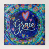 Grace Blue Whimsical Fun Inspirivity Jigsaw Puzzle (Vertikal)