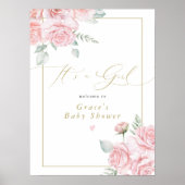 GRACE Blush Bloral Es ist eine Girl Baby Dusche Wi Poster (Vorne)