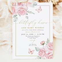 GRACE Blush Floral Butterfly Kisses Baby Shower