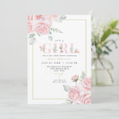 GRACE Blush Floral Gold Es ist eine Girl Baby Dusc Einladung (Stehend Vorderseite)