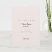 Grace Blush Minimal Cross Gefaltete Taufe Programm (Vorderseite)