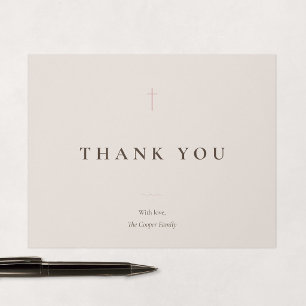 Grace Blush Minimal Kreuz religiös Dankeskarte
