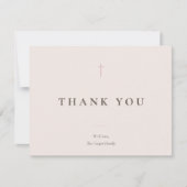 Grace Blush Minimal Kreuz religiös Dankeskarte (Vorderseite)