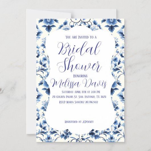 Grace Chinoiserie Bridal Shower Invitation Magneteinladung (Vorderseite)