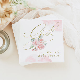 GRACE Elegant Blush Floral Es ist eine Girl Baby D Serviette