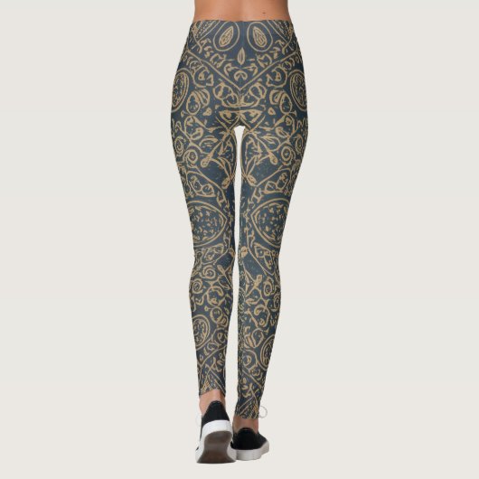 Grace Forest Green Lotus Paisley Artisan Pattern Leggings (Rückseite)