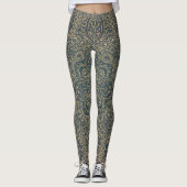 Grace Forest Green Lotus Paisley Artisan Pattern Leggings (Vorderseite)