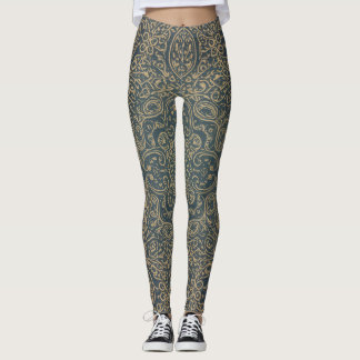 Grace Forest Green Lotus Paisley Artisan Pattern Leggings