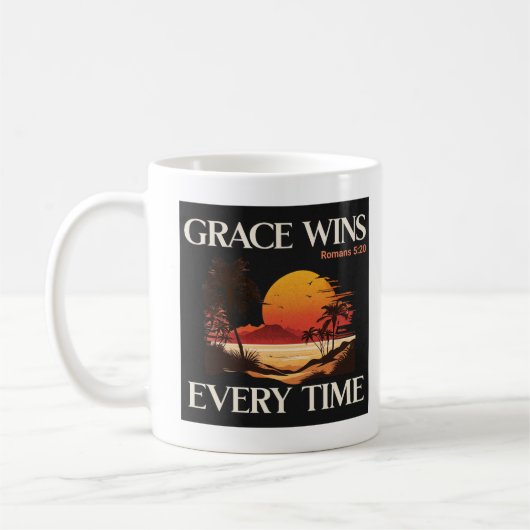 Grace gewinnt jedes Mal - ROMANS 5:20 Kaffeetasse (Links)