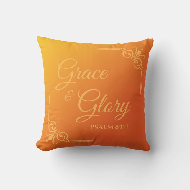 Grace & Glory Ps 84:11 in einem Sunset Orange Kissen (Vorderseite)