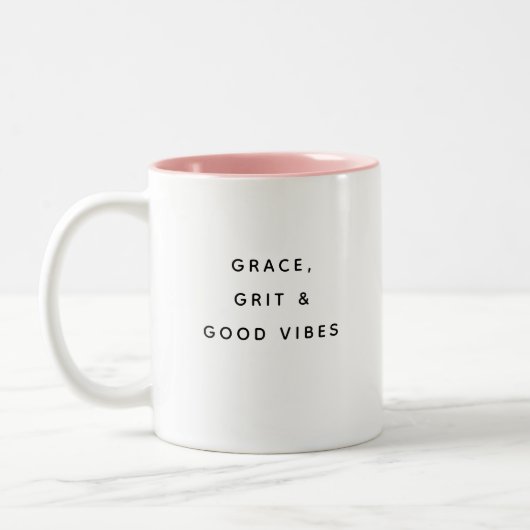 Grace Grit & Good Vibes Funny Modern Mug Zweifarbige Tasse (Links)