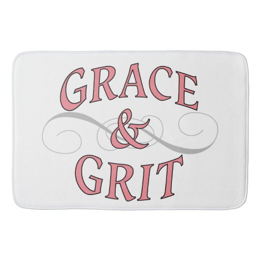 Grace & Grit in Rosa und Grau Badematte (Vorderseite)