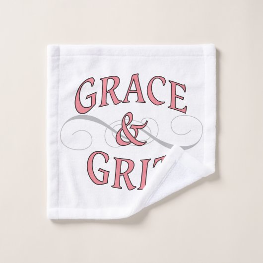 Grace & Grit in Rosa und Grau Badhandtuch Set (Waschlappen)