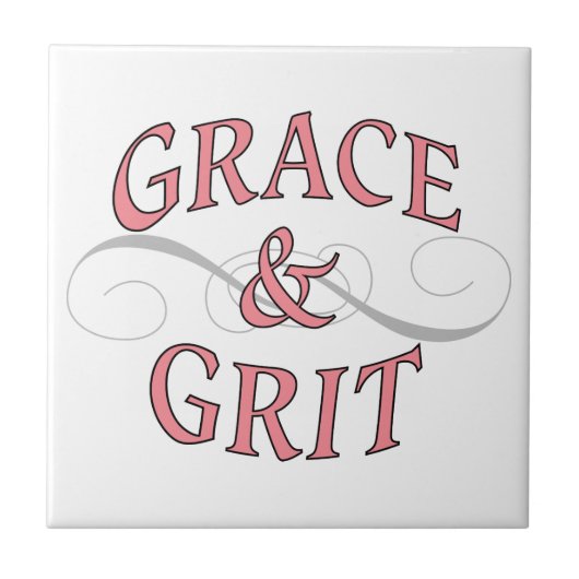 Grace & Grit in Rosa und Grau Fliese (Vorderseite)