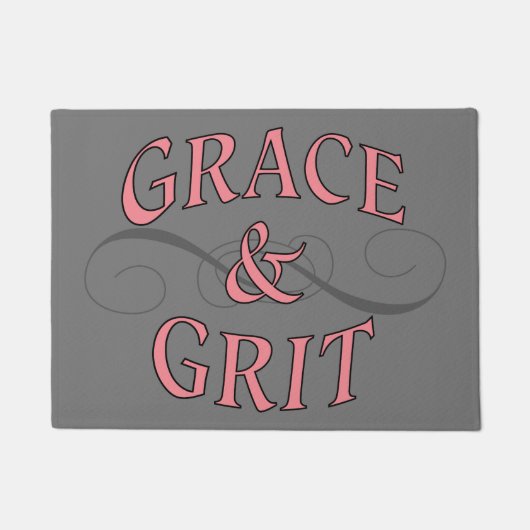 Grace & Grit in Rosa und Grau Fußmatte (Vorderseite)