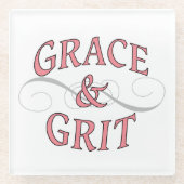 Grace & Grit in Rosa und Grau Glasuntersetzer (Vorderseite)