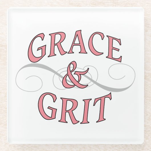 Grace & Grit in Rosa und Grau Glasuntersetzer (Vorderseite)