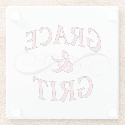 Grace & Grit in Rosa und Grau Glasuntersetzer (Rückseite)