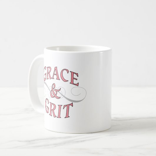 Grace & Grit in Rosa und Grau Kaffeetasse (Vorderseite Links)