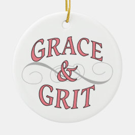 Grace & Grit in Rosa und Grau Keramik Ornament