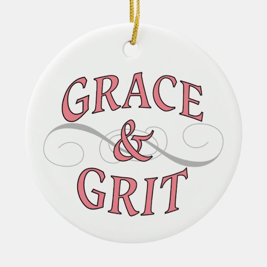 Grace & Grit in Rosa und Grau Keramik Ornament (Vorne)