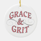 Grace & Grit in Rosa und Grau Keramik Ornament (Hinten)