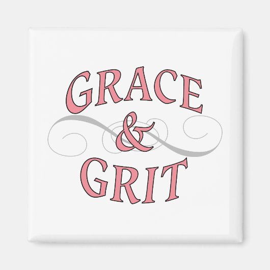 Grace & Grit in Rosa und Grau Magnet (Vorne)