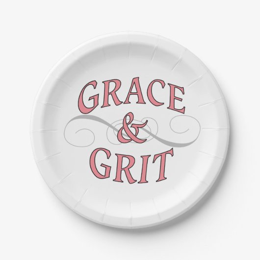 Grace & Grit in Rosa und Grau Pappteller (Vorderseite)