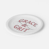Grace & Grit in Rosa und Grau Pappteller (Schrägansicht)