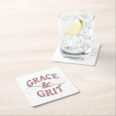 Grace & Grit in Rosa und Grau Rechteckiger Pappuntersetzer (Vor Ort)