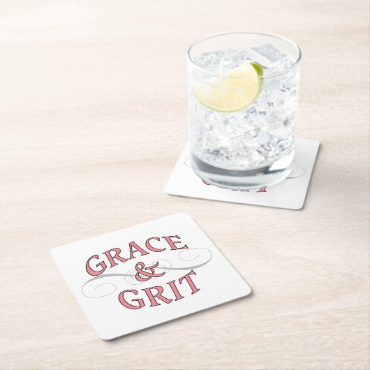 Grace & Grit in Rosa und Grau Rechteckiger Pappuntersetzer (Vor Ort)