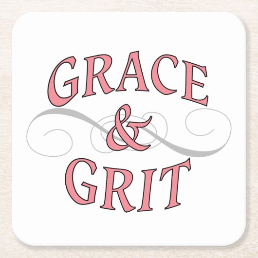 Grace & Grit in Rosa und Grau Rechteckiger Pappuntersetzer (Vorderseite)