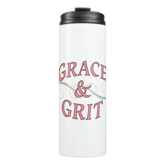 Grace & Grit in Rosa und Grau Thermosbecher (Vorderseite)