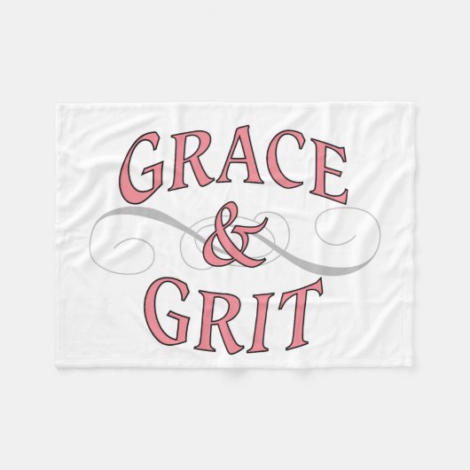 Grace & Grit Worte in Rosa & Grau Fleecedecke (Vorderseite (Horizontal))