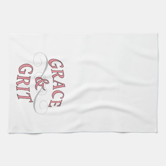 Grace & Grit Worte in Rosa & Grau Geschirrtuch (Horizontal)