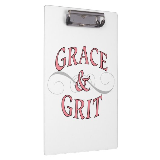Grace & Grit Worte in Rosa & Grau Klemmbrett (Rechts)