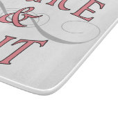 Grace & Grit Worte in Rosa & Grau Schneidebrett (Ecke)