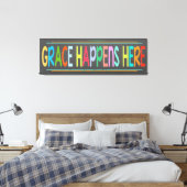Grace Happens Here Colorful Christlich Chalkboard Leinwanddruck (Insitu (Schlafzimmer))